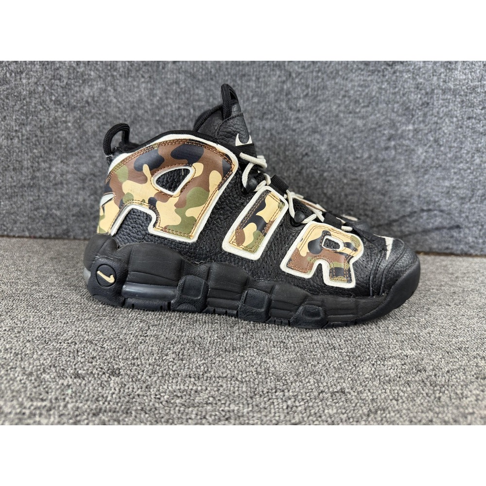 Nike Air More Uptempo Shoes Youth 6Y Black Camo Basketball Sneakers CJ0930-001